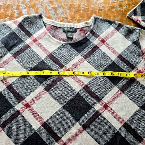 Rachel Zoe V-Neck Plaid Sweater in Black, White, and Red - Picture 6 of 8